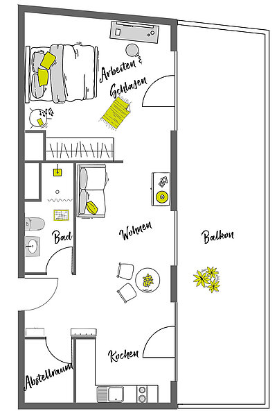 Skizze von Grundriss Penthouse XL 2