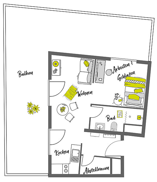 Skizze von Grundriss Penthouse XL